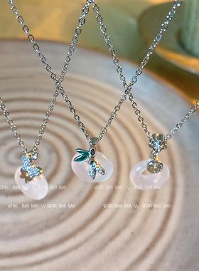 新中式平安扣蝴蝶钛钢项链女时尚轻奢小清新高级感百搭气质项饰品