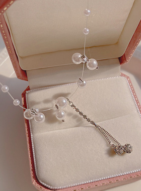 仙女款鱼线夏季锁骨链珍珠项链女ins温柔气质复古水滴小众设计感