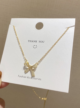 轻奢钛钢蝴蝶结项链女ins风韩国气质小众设计感锁骨链女百搭颈链