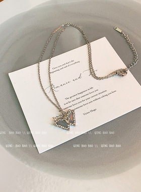 设计感冰晶蝴蝶锆石项链女小众百搭高级感锁骨链夏季轻奢颈链配饰