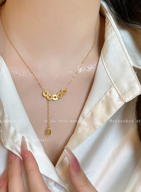 设计感五帝钱吊坠钛钢项链女时尚气质百搭高级感小众气质项饰