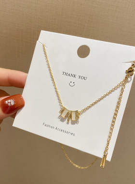 日韩简约不规则吊坠钛钢项链女气质复古ins风潮流设计感锁骨链