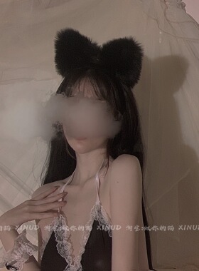 纯色长毛绒猫耳朵发箍女可爱头饰