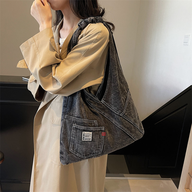 牛仔布单肩女包日韩小众新款大容量通勤手提包上课放书时尚女士包,淘宝优惠券,粉丝福利购,淘宝优惠卷