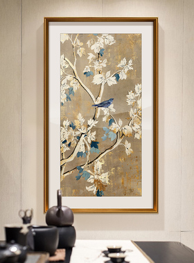 竖版花鸟新中式风走廊过道装饰画