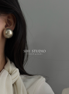 SHI STUDIO 2026新款夸张珍珠大耳钉ins小众设计轻奢高级感耳环女
