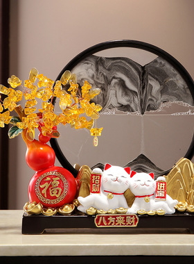 葫芦流沙画招财猫家居摆件客厅公司店铺前台桌面装饰乔迁开业礼物