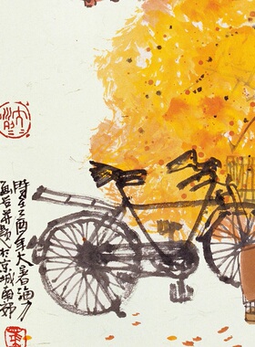 马海方 秋声秋韵 老北京民俗小品斗方宣纸国画微喷复制中式装饰画