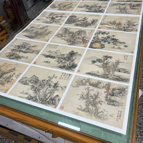 明蓝瑛山水画册12页仿古风景山水国画真迹高清微喷复制装饰画临摹 - 图0
