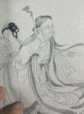 元张渥 摹李龙眠 九歌图克利夫兰馆藏高清绢布微喷复制李公麟白描