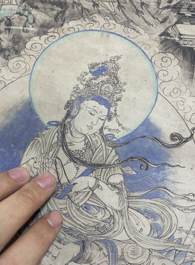 榆林三窟西壁壁画 文殊普贤菩萨经变图 微喷复制装饰画稿临摹学习