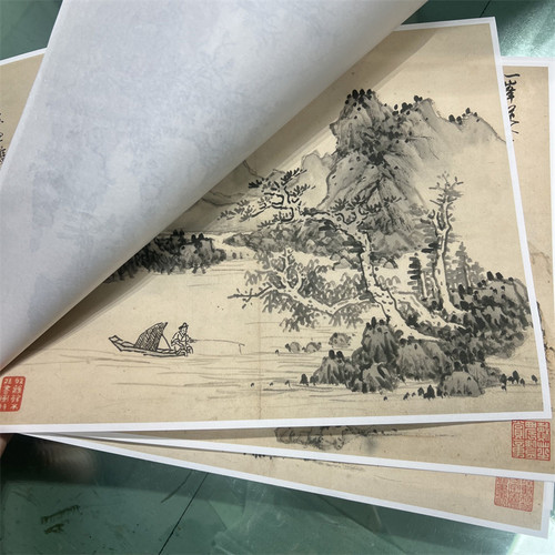 明蓝瑛山水画册12页仿古风景山水国画真迹高清微喷复制装饰画临摹 - 图1