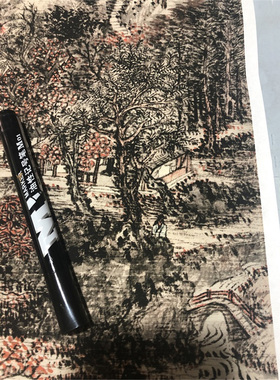 清王翚 溪山红树图 山水画竖幅国画原大仿古画微喷复制装饰画临摹