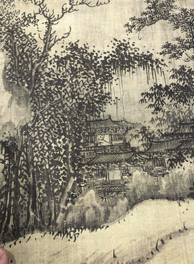 巨然 溪山兰若图 古代名家高清山水画国画艺术微喷复制装饰画临摹