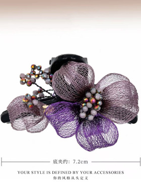 水晶太阳花丸子头抓夹盘发头花苞发饰玫瑰花新款发夹女丸子夹