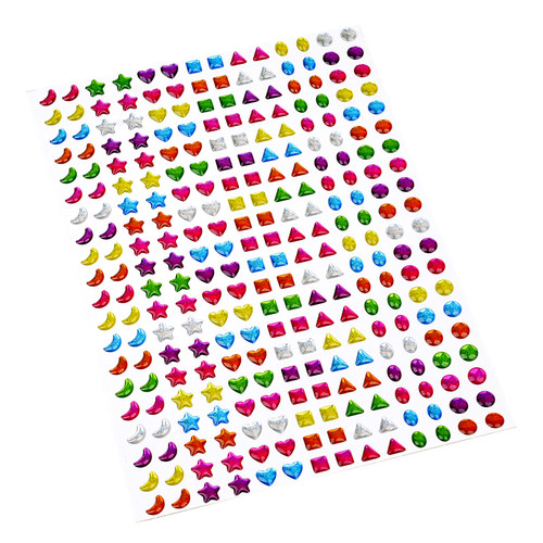 儿童手工彩色五角星爱心月亮水晶滴胶立体3D贴画装饰美人痣粘贴纸 - 图3