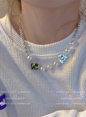 搞怪幽灵珍珠拼接项链