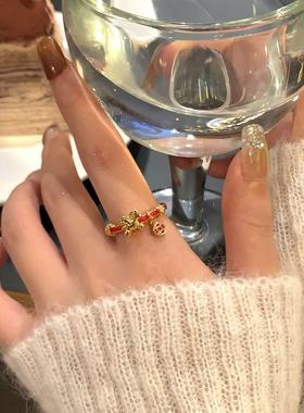 马上有钱精致超闪戒指女轻奢高级感可调食指戒小众设计开口戒指环