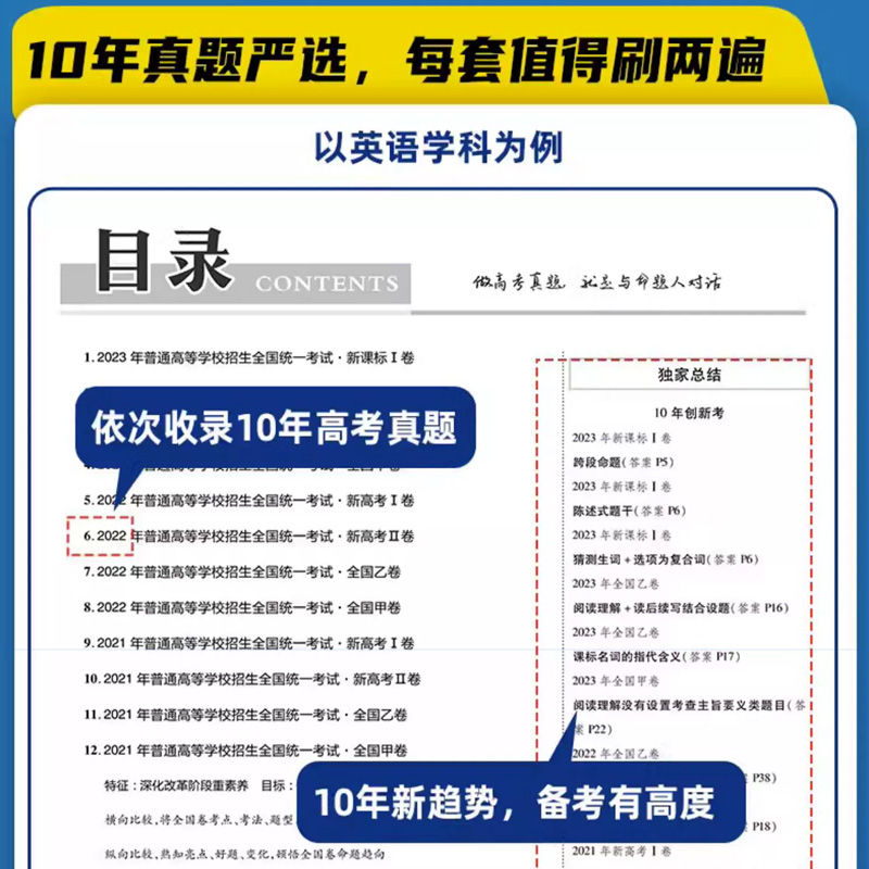 金考卷2024十年高考真题卷语文数学英语物理化学生物理综政治历史地理文综2014-2023真题严选10年高考试题天星教育高三复习资料-图1