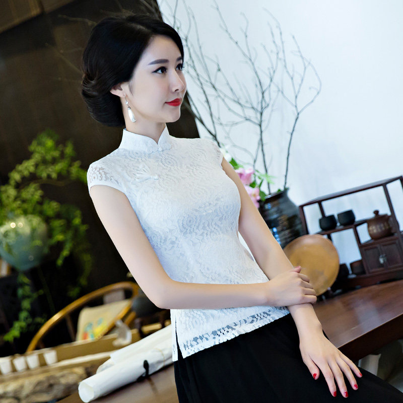 短款蕾丝旗袍上衣女夏装中国风汉服 coopular上衣