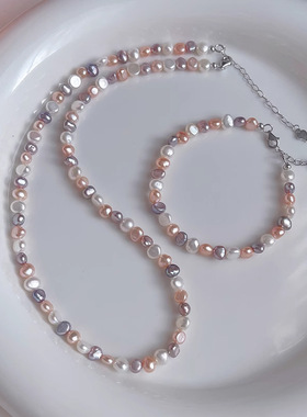 多巴胺诸暨天然淡水巴洛克珍珠项链配饰女轻奢小众锁骨链颈链饰品