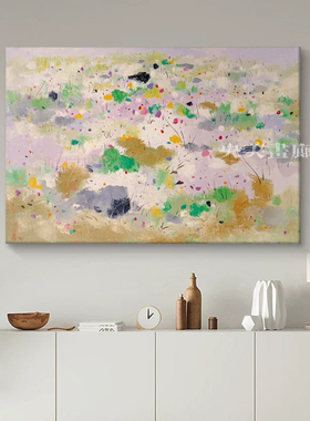 吴冠中抽象艺术纯手绘油画玄关横版丙烯挂画客厅装饰画餐厅肌理画