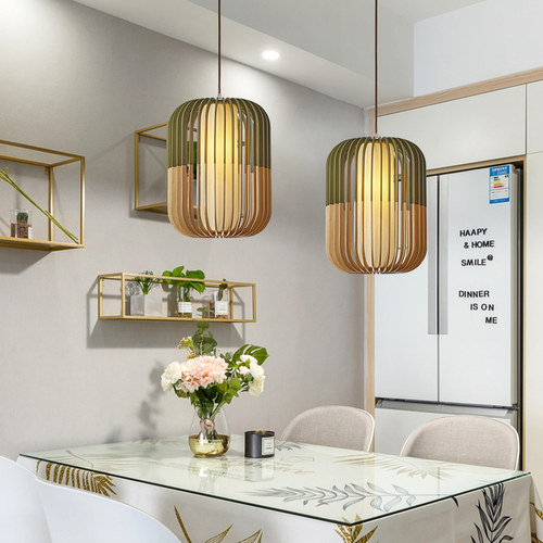 餐厅灯木艺北欧吧台吊灯简约现代创意个性网红灯店铺商用实木灯具 - 图1