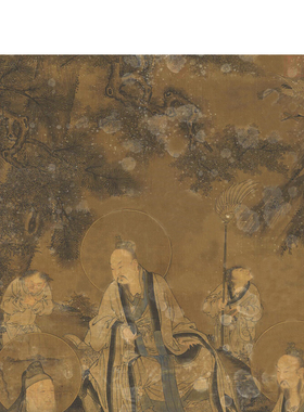 元 三清图国微喷仿古装饰画客厅书房玄关佛堂卷轴挂画画芯画稿