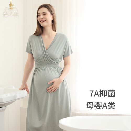 Nest Designs孕妇哺乳连衣裙女士产后睡衣睡裙春夏休闲家居服 - 图3