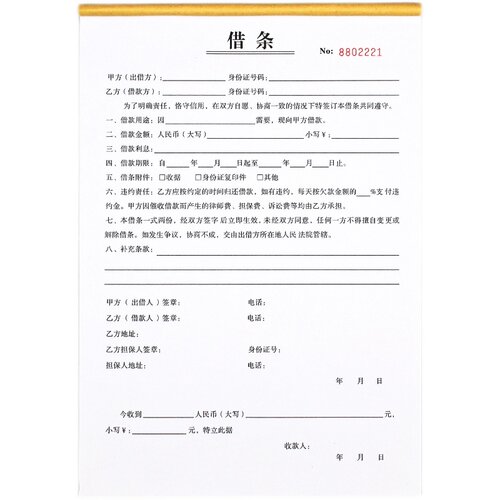 个人借钱借条定制二联A4正规民间借贷合同协议私人借款条借款欠条 - 图3