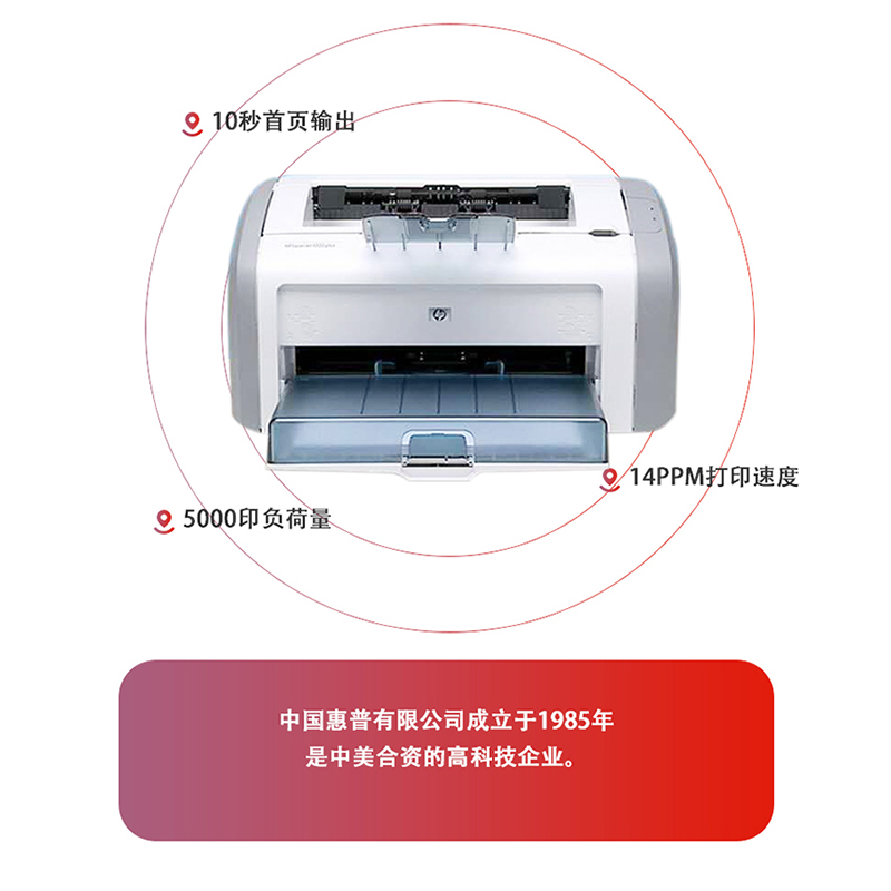 惠普1020plus黑白激光打印机家用商务居家办公a4学生作业试卷凭证-图0