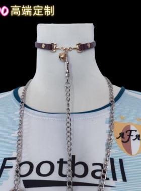 SADO高端定制高级感小铃铛项圈女m刻字定制颈带情侣牵引绳k9挂牌