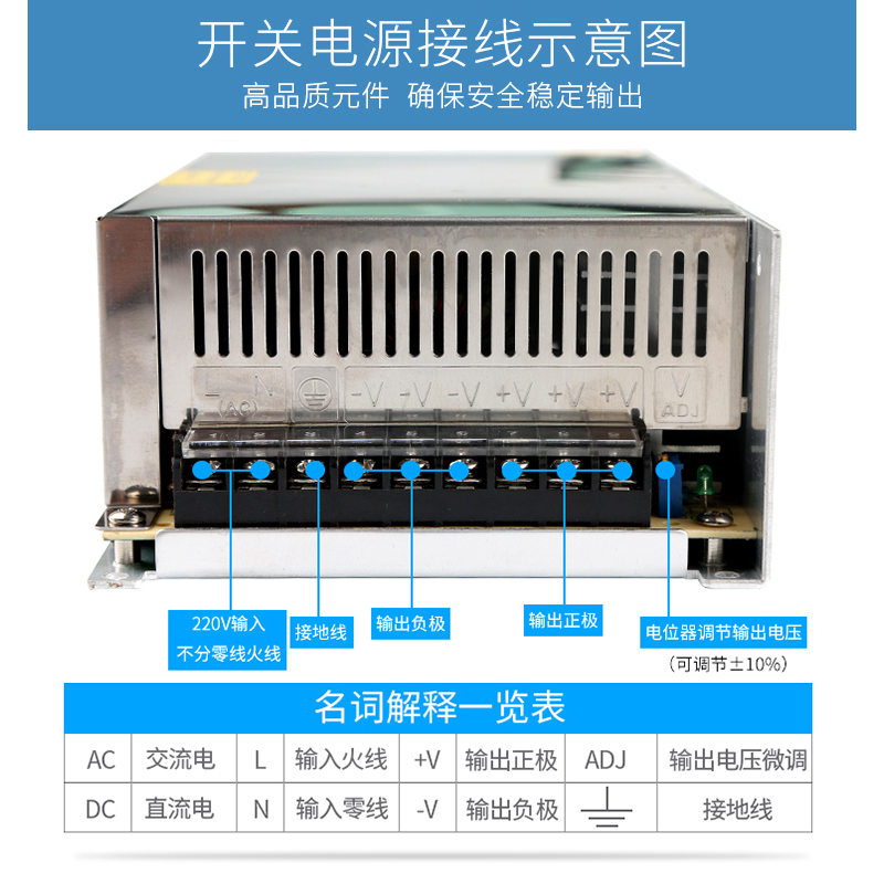 220V转变DC12v24v48v70v直流稳压器雕刻机设备600W800W开关电源 - 图0