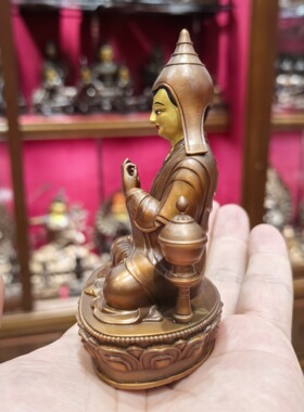 阿底峡/阿底峡尊者/觉沃杰/10cm红铜佛像精品藏传佛堂供奉摆件