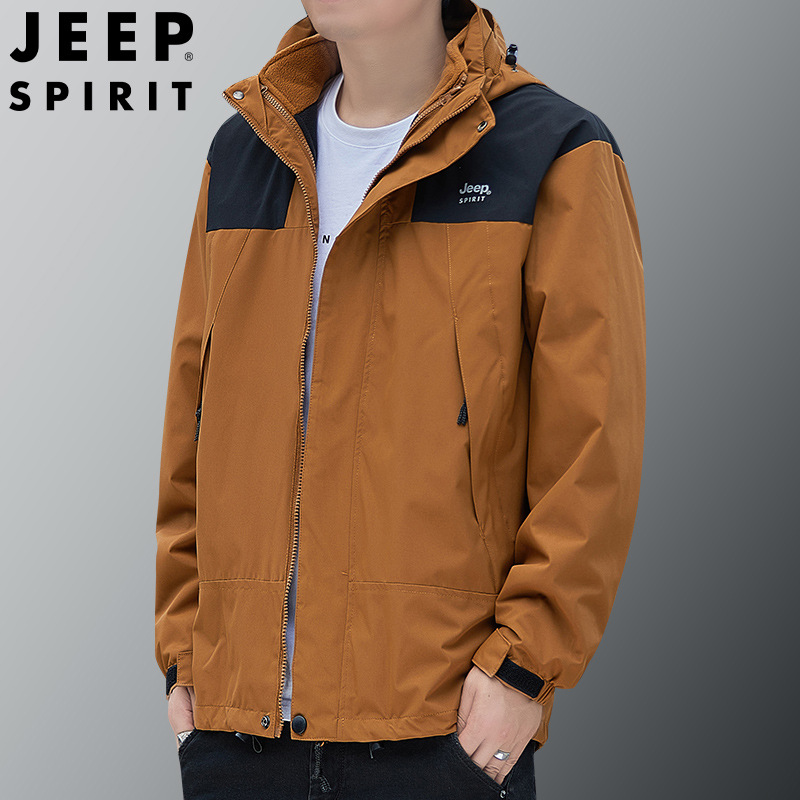 JEEP SPIRIT 秋冬款男士时尚休闲加绒夹克户外冲锋衣外套JC7339B