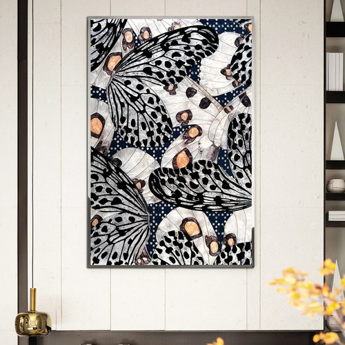 瑞杰 珐琅彩画《蝶》 立体玄关走廊过道装饰画  轻奢餐厅艺术挂画 - 图1
