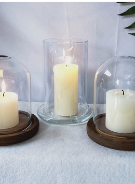 香薰透明玻璃灯罩蜡烛防风摆件