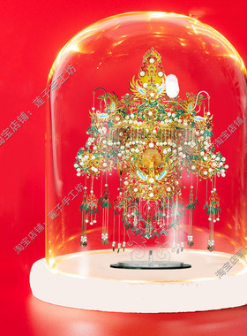 拼图模型发光玻璃罩展示盒金翅鸟