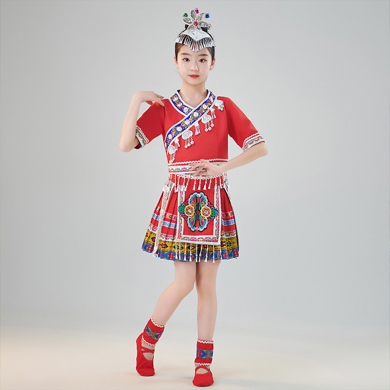 三月三儿童苗族演出服舞蹈服女童少数民族服装彝族侗族瑶族幼儿园,淘宝优惠券,粉丝福利购,淘宝优惠卷