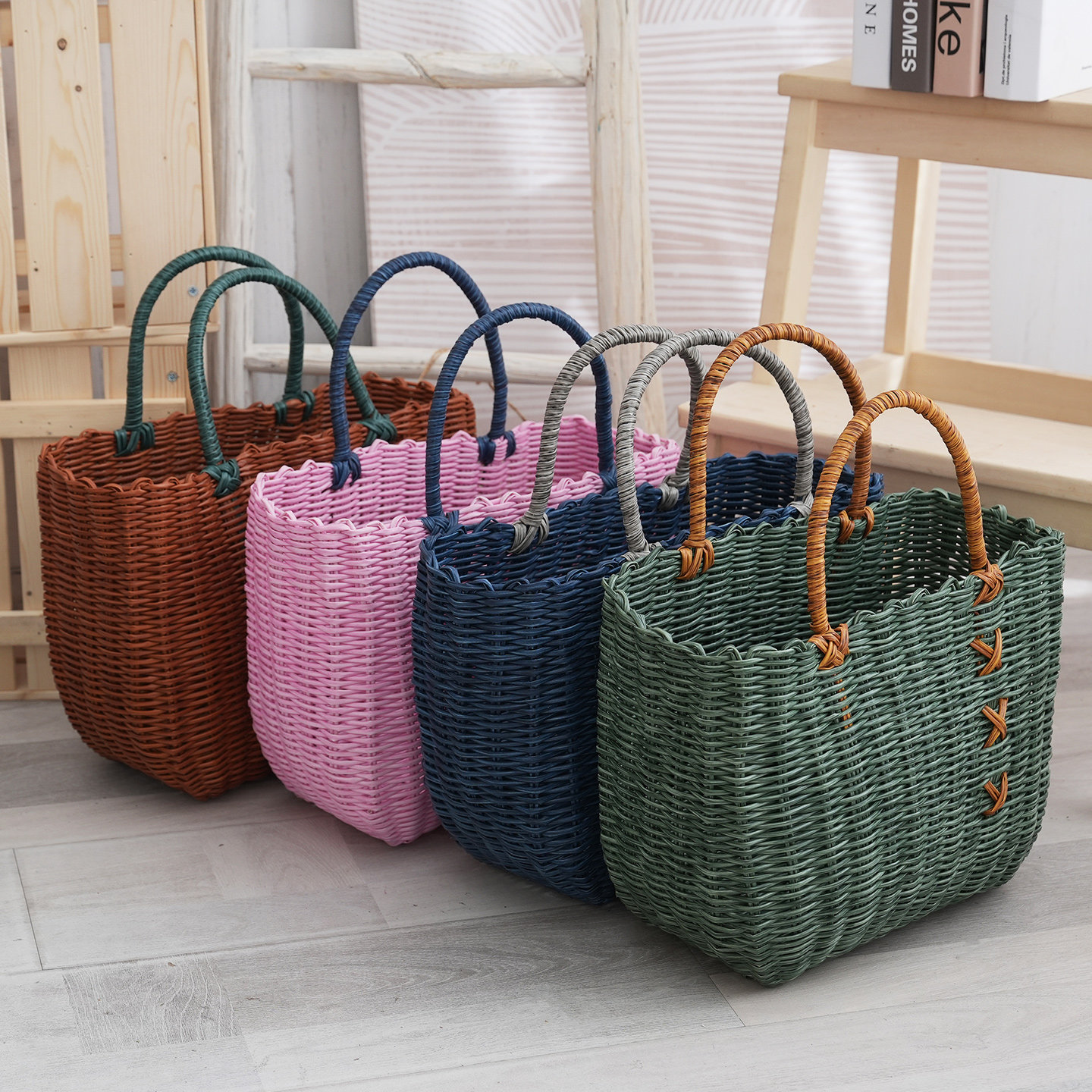 仿藤编手提篮买菜篮子手工编织购物篮网红户外野餐篮水果蔬菜筐,淘宝优惠券,粉丝福利购,淘宝优惠卷