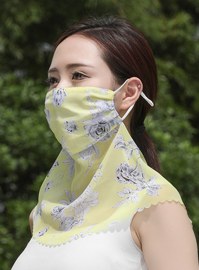 护颈薄款透气遮阳夏天防晒面纱