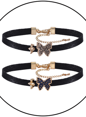 choker项圈短款蝴蝶黑色脖颈链