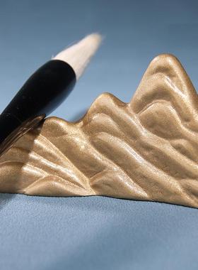 厂家直销黄铜金山摆件家居中式客厅玄关装饰品博古架铜工艺品