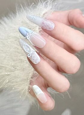 冬季霜雪半手工穿戴甲