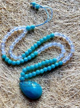 天然天河石石水滴吊坠毛衣项链