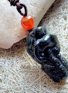 天然彩虹眼黑曜石貔貅项坠男女