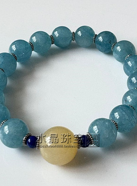 东海水晶天然海蓝宝手链生日礼物