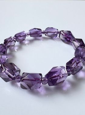 天然紫晶紫水晶不规则刻面手链女