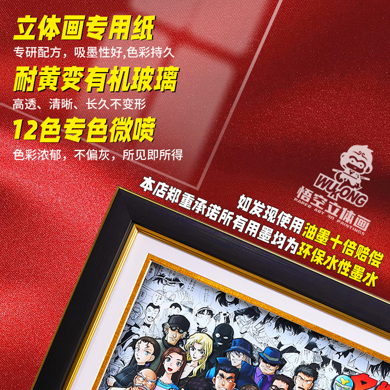 名侦探柯南周边3D立体画全家福纸艺手工生日礼物挂画卧室桌面摆件 - 图0