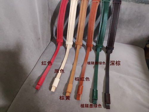 包邮头层牛皮复古单反可调节相机带真皮照相机背带免压字母棕黄 - 图0